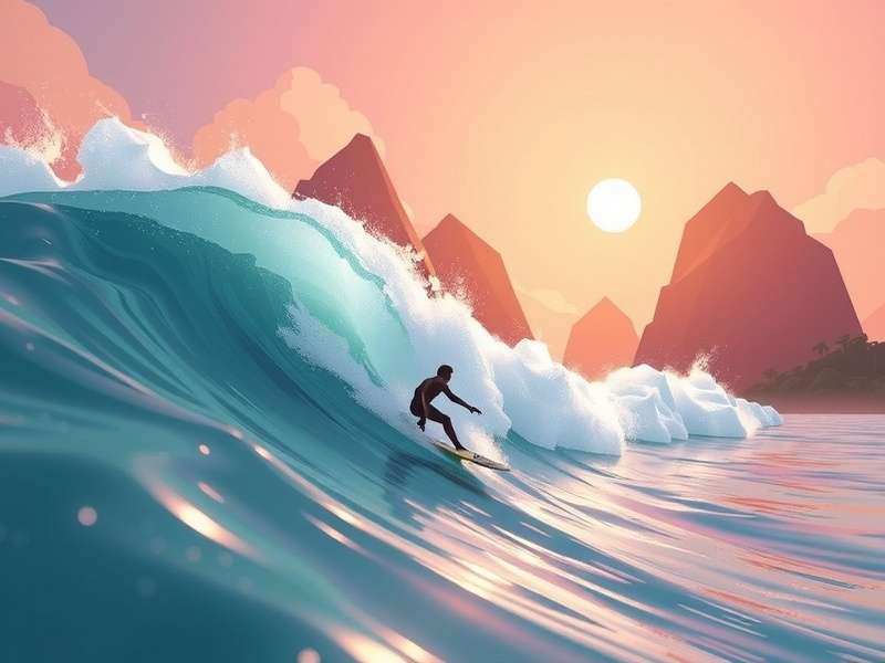 Waves Warriors gameplay screenshot showing a surfer riding a massive wave